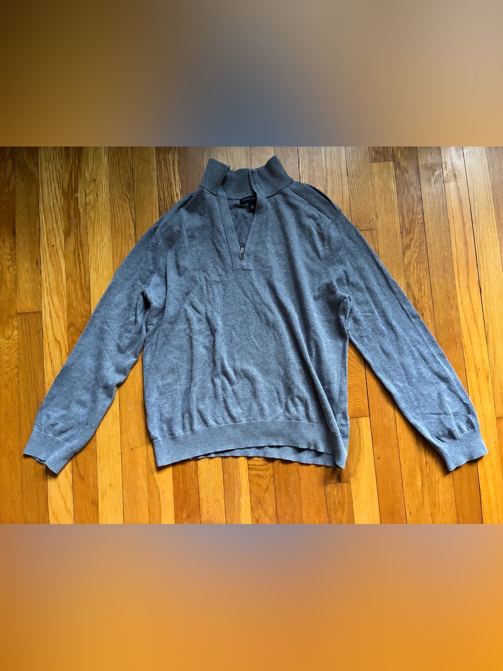 Banana Republic Cotton Men's Gray Quarter-Zip Sweater